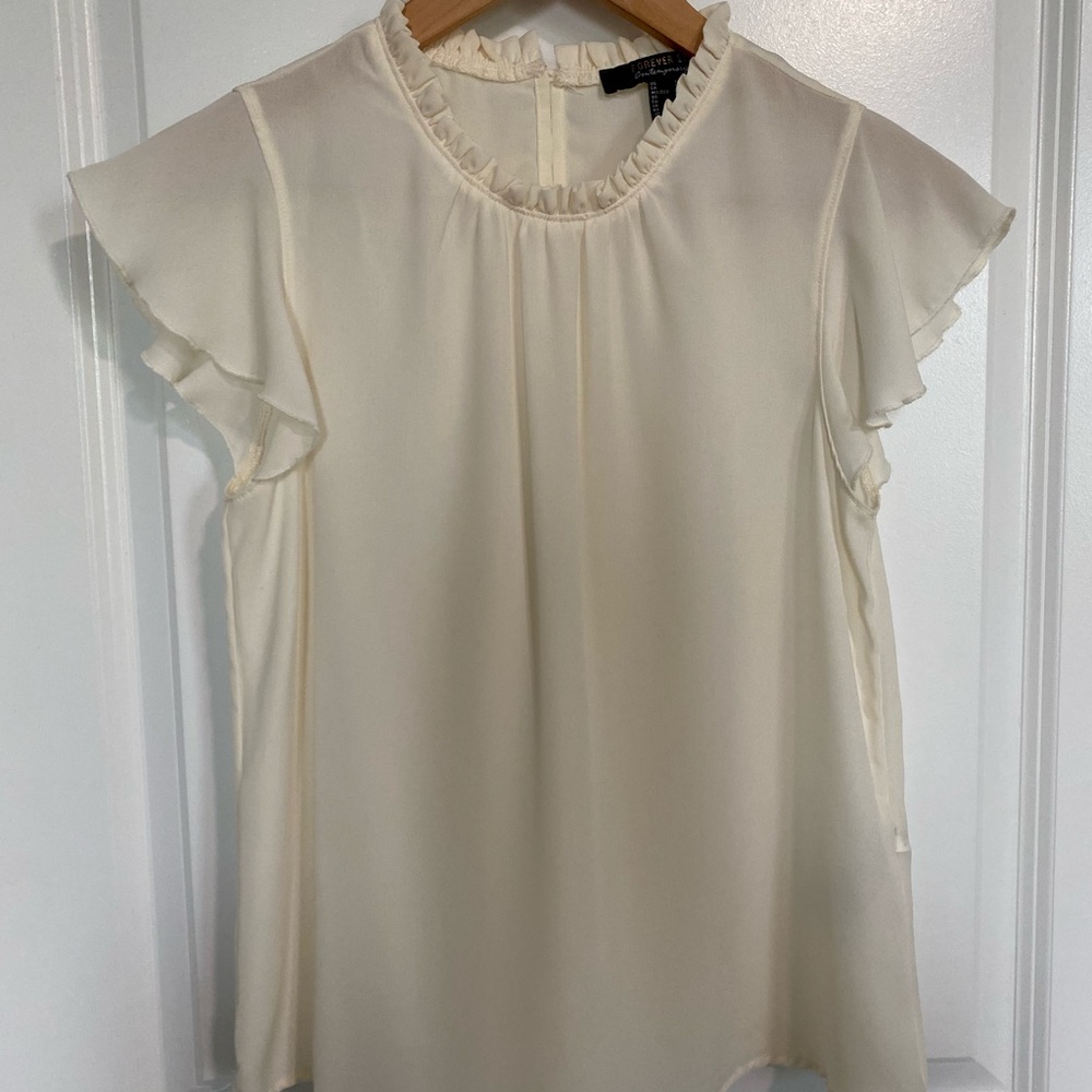 F21 Off White Work Blouse